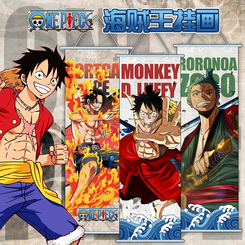 Картина на подвесе One Piece аниме, двухмерный шелк, настенное украшение для комнаты