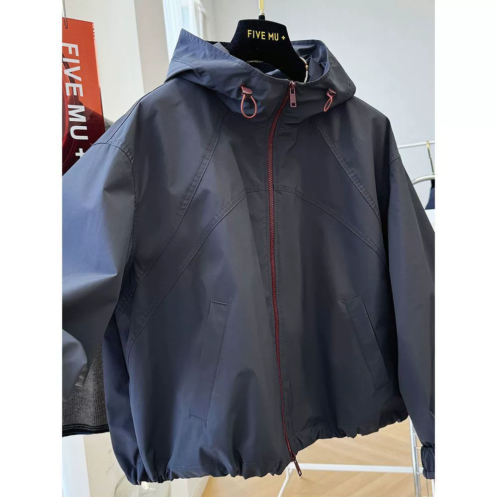 Autumn thin jacket with hood, high-quality style, oversize