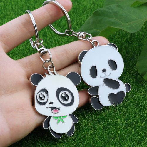 Customized creative panda keychain, customized cute national treasure cartoon panda keychain, travel commemorative pendant