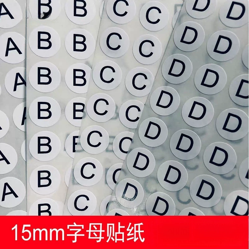 Круглая самоклеящаяся цифровая наклейка с буквами ABC для трансляций, код белья, этикетка для бюстгальтера, 15 мм, английский язык