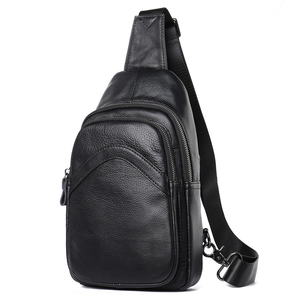 Túi đeo chéo nam đeo ngực da bò lớp đầu 17×5×30,5 cm — 20202 màu đen, 698 màu đen, Cà phê 698, 9011 màu đen