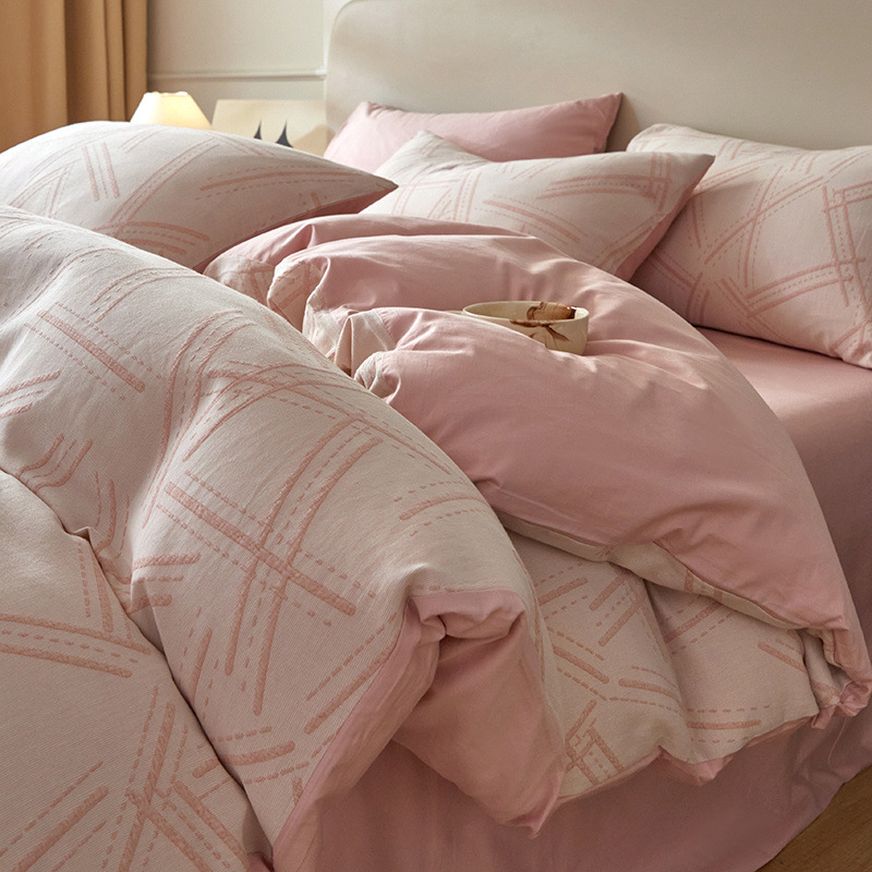 Una clase de madres y bebés Jacquard algodón puro cuatro piezas no impresa viento algodón desnudo cama