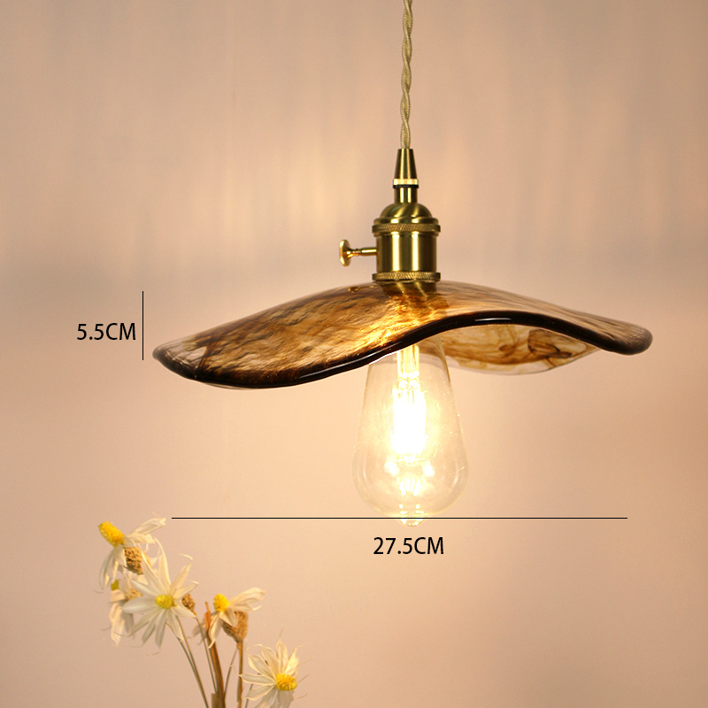 Lámpara de vidrio de ámbar retrógrado de latón nostálgico estilo tranquilo dormitorio dormitorio comedor bar portail candelabro