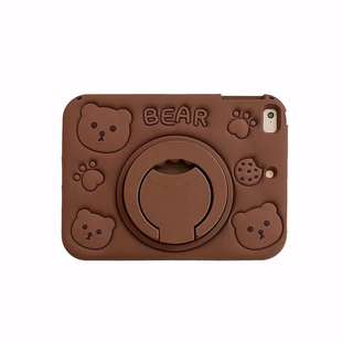 In stock ipad protective case pen slot mini chocolate brown bear air4 pro9.7 tablet silicone case