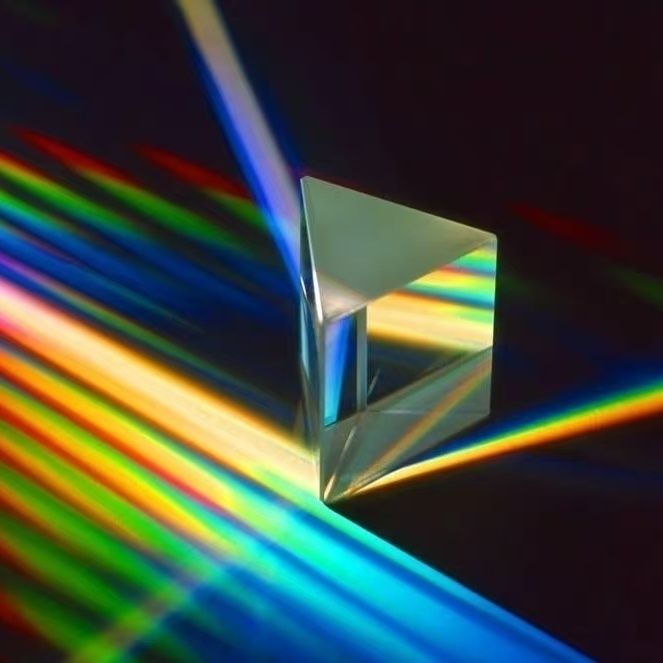 三棱镜光学玻璃彩虹七色光万花筒学生物理实验器材三菱镜礼盒道具