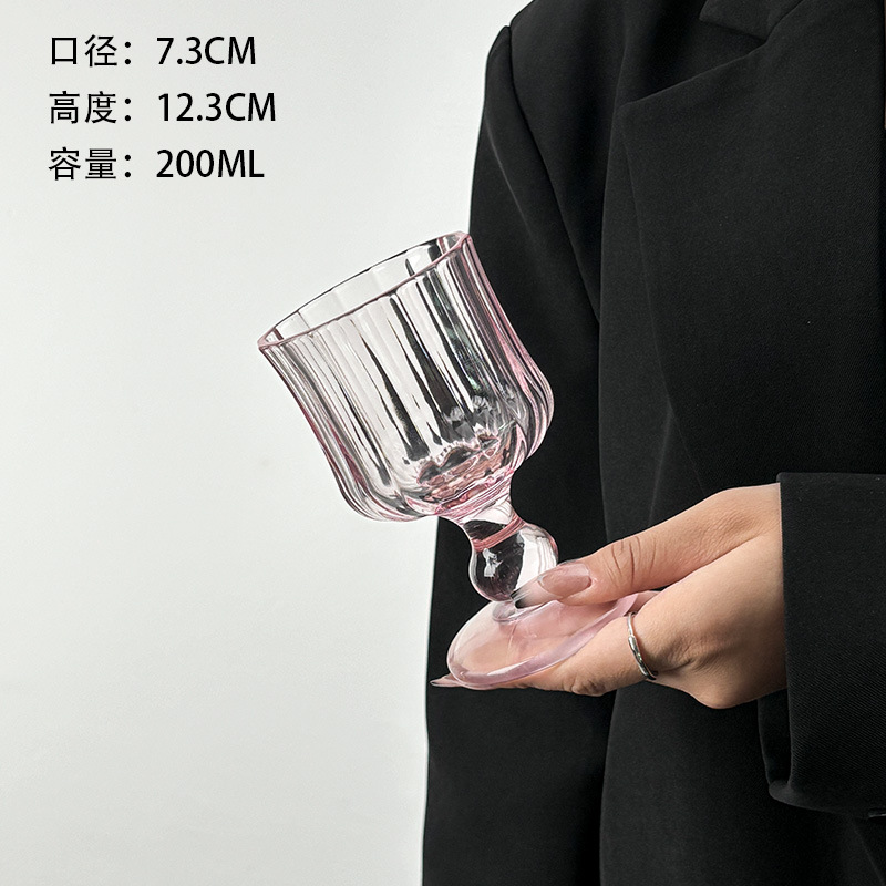 플리츠 중세 와인잔 200ml (라이트핑크)