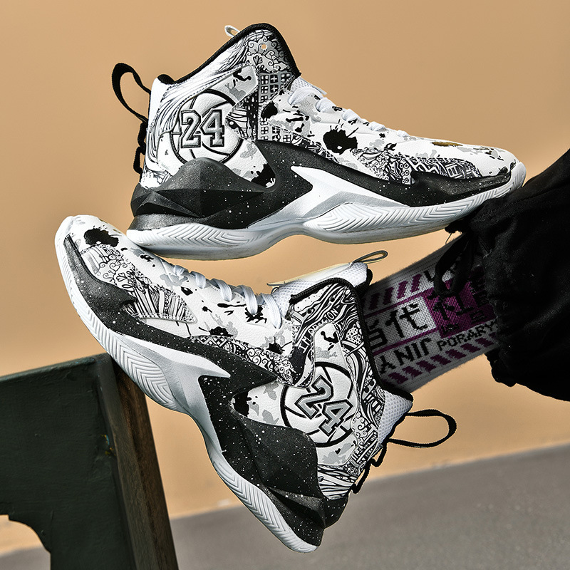 Sapatilhas de basquetebol homem cano alto sneakers respiráveis antiderrapantes_voghion.com