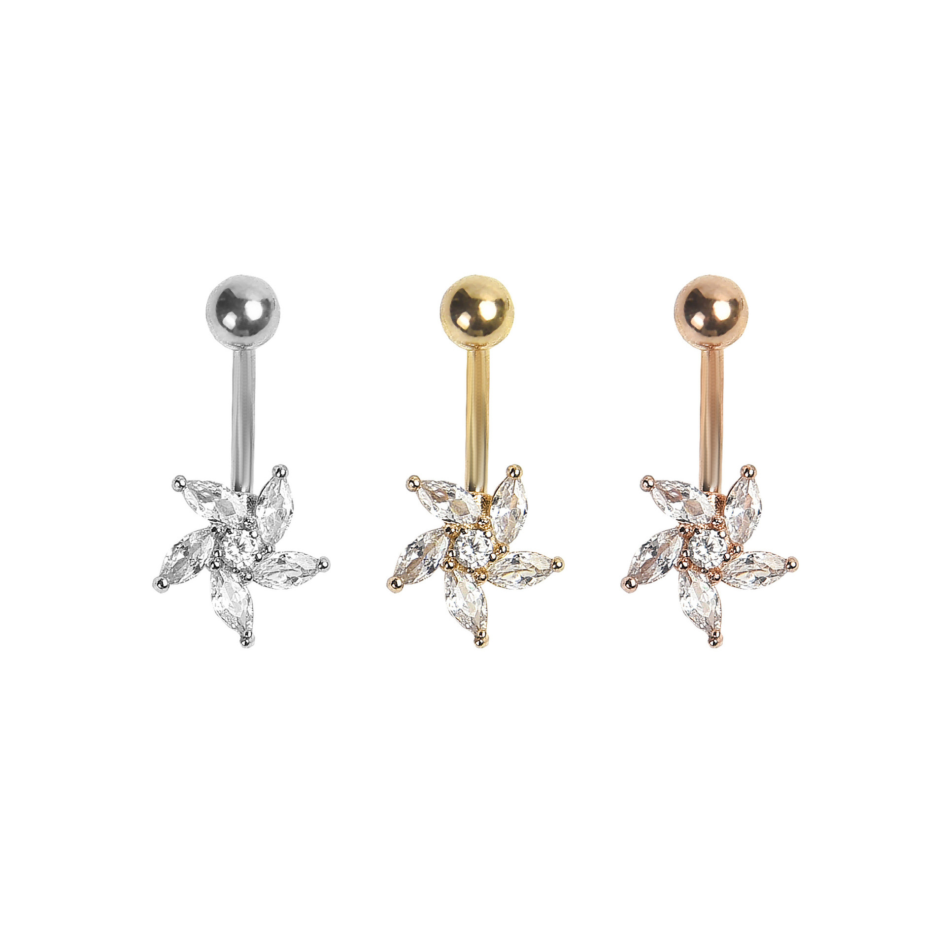 Manufacturer New Piercing Jewelry European And American Fashion Zircon Wisteria Navel Belly Button Ring_voghion.com