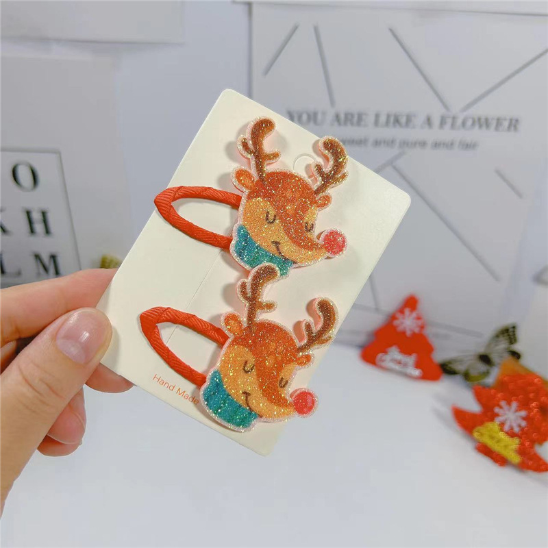 22g Weight Hair Clip Hair Accessories Type 1 Pair Quantity Street Occasion Christmas Festival Cartoon Pattern Girl'S Gender Classic Style Style Christmas Classic Style Girl'S Cartoon Hair Clip 5