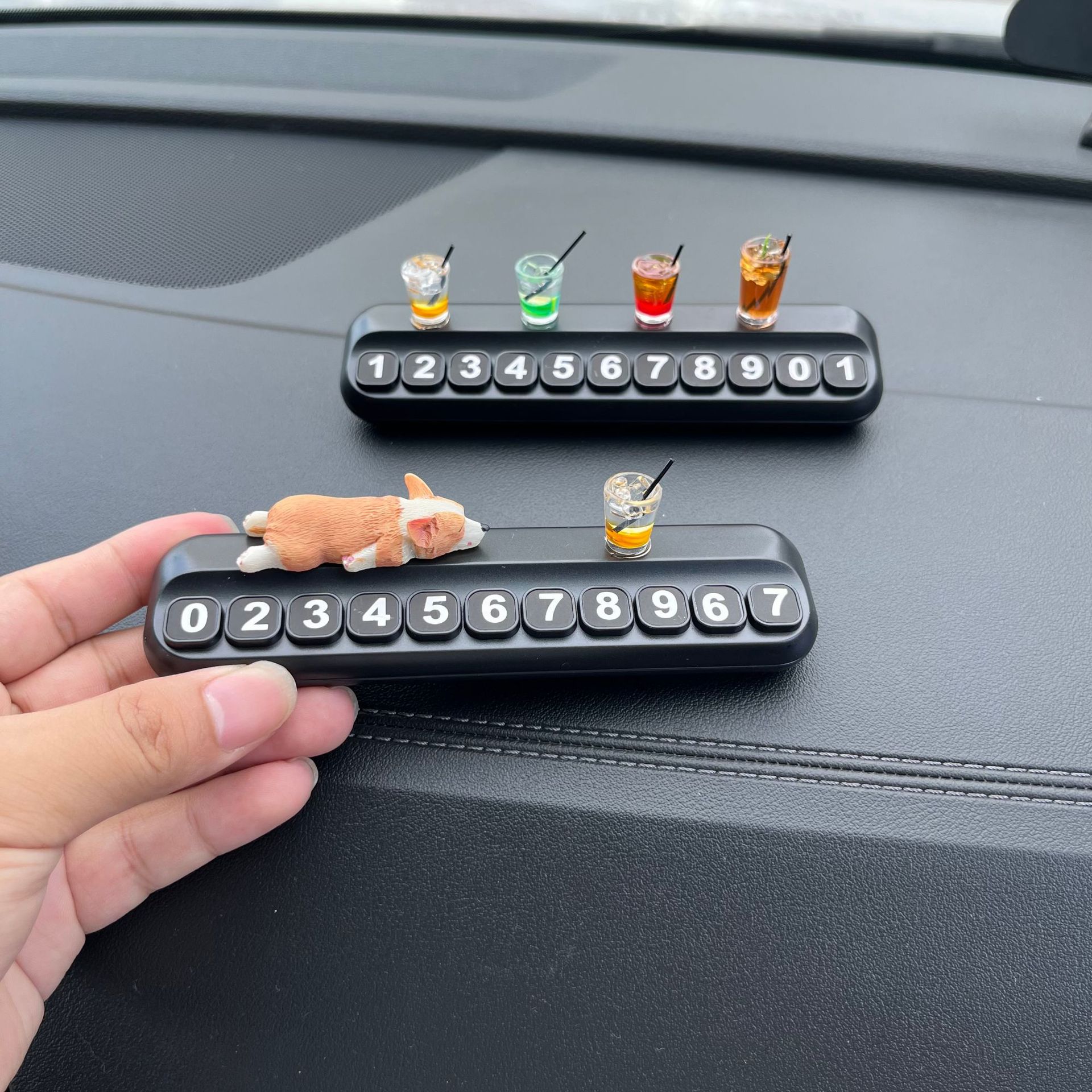 Mini Sleeping Corgi Car Ornaments Creative Car Center Console Decorations Simulated Cute Corgi Parking Signs