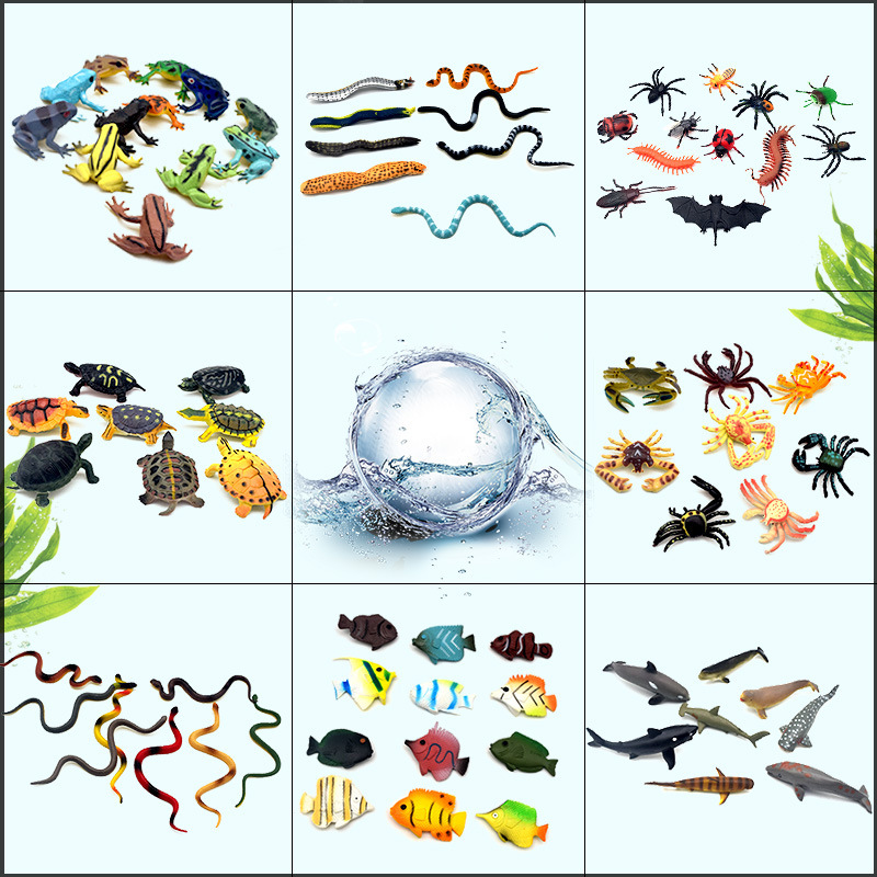 Strict Selection of Cross-border Simulation Frog Snake Turtle Tropical Fish Insect Animal Model Shapi Gum Children's Toy Boy