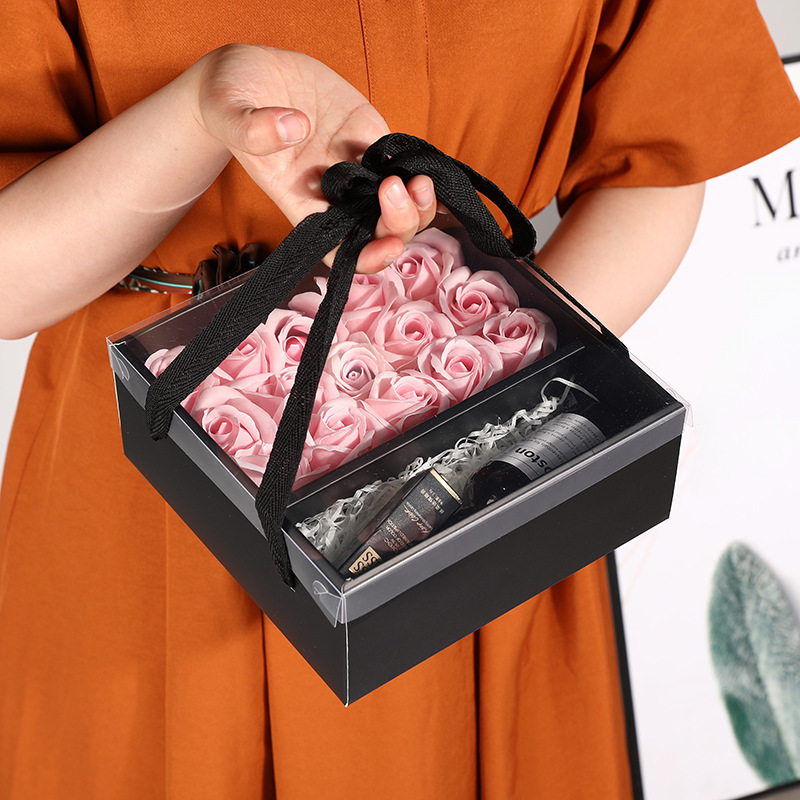 Creative Gift Handbag Gift Box Gift Pouch Window Handle Valentine's Day Gift Bag Handbag Flower Box