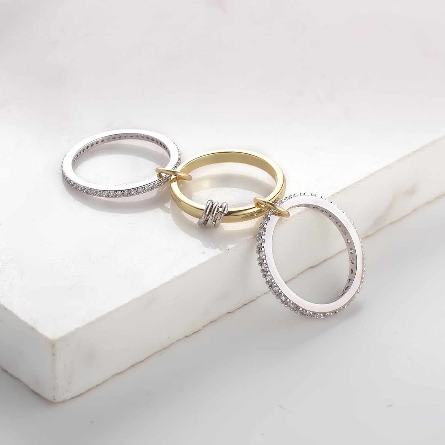 Wholesale Jewelry Simple Style Geometric Titanium Steel Zircon Inlay Rings display picture 3
