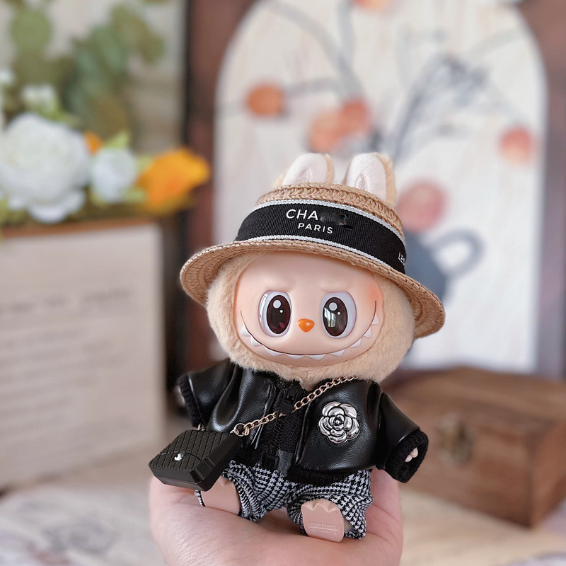 仅衣服] 一二代钥匙扣Labubu衣服挂件拉布布娃衣雏菊朵朵草帽套装|undefined
