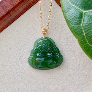 Fubei Diamond Jewelry [18K Gold Inlaid Natural Hetian Jasper Pendant] Loose Stone Size Is about 23*23mm