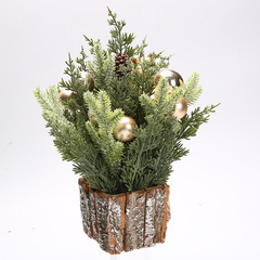 40cm Wooden Bucket Tree Simulation Christmas Tree Desk Mini Christmas Decoration Ornament Nordic Style Original Pine Cone