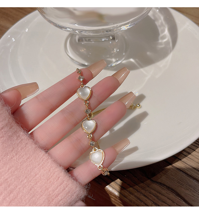 Fashion Heart Shape Copper Plating Zircon Bracelets 1 Piece