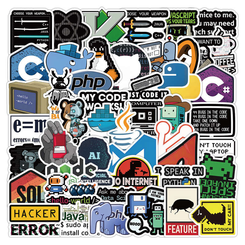 60 Cross-Border Programmer Computer Programming Graffiti Stickers Notebook Skateboard Trolley Case Waterproof Creative Stickers 60 Cross-Border Programmer Computer Programming Graffiti Stickers Notebook Skateboard Trolley Case Waterproof Creative Stickers