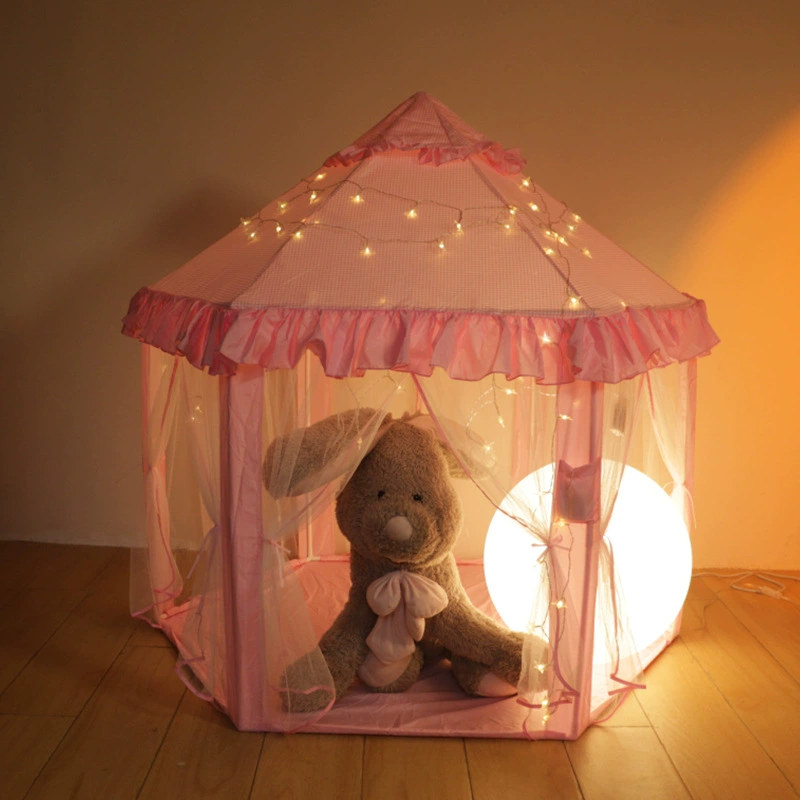 Tent indoor, hexagonal castle for princess, mosquito repellent, mosquito net, storage system, playhouse