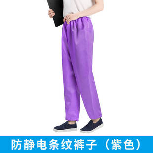 Anti-Static Striped Purple 5mm Pants Dustproof Cleanroom Pants for Electronics Factory Workshop Work Pants