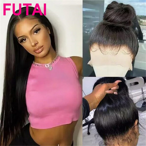 Cross-border Natural Color 360 Lace Frontal Wig with Straight Human Hair