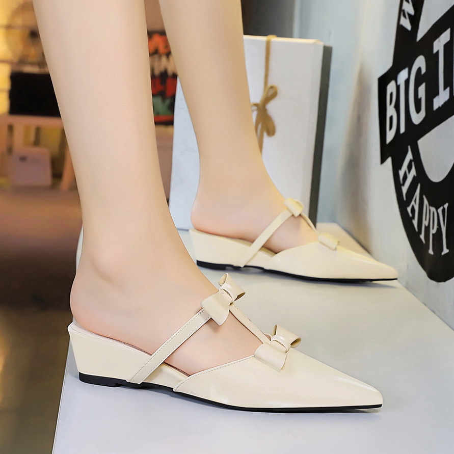 Sandali donna con zeppa stile francese punta chiusa e fiocco_voghion.com