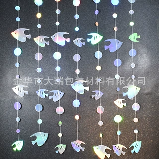 亚马逊海洋鱼拉花吊饰生日派对装饰用品店铺婚庆道具挂饰吊旗幻彩