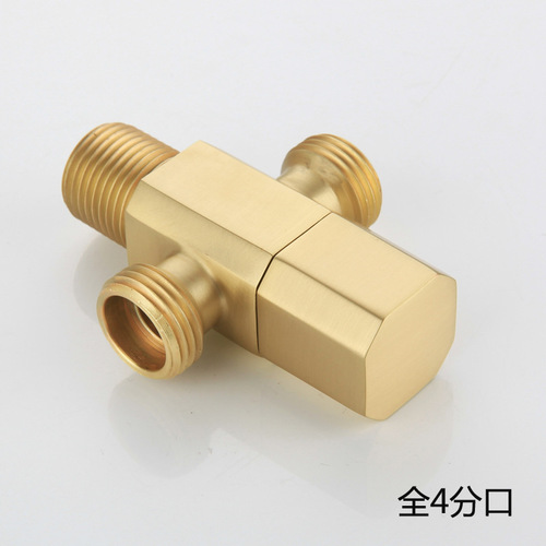 Full copper one-in-two-out titanium rose gold thick angle valve cold and hot water universal water shut-off valve copper angle valve faucet