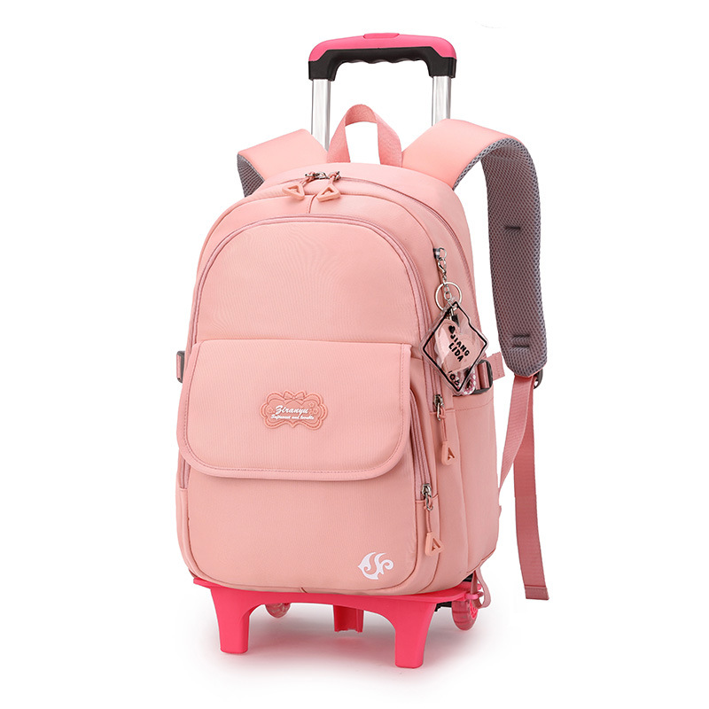 Peces naturales nuevo carro Escuela Primaria niñas color sólido estilo gran capacidad de reducción carga mochila desmontable