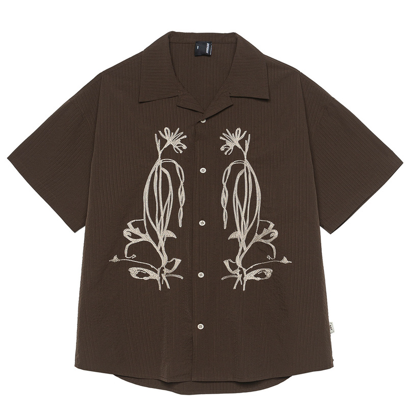 Twin Flower Summer Mountain Outdoor Waterproof Quick-drying Cuban Collar Short-sleeved Shirt for Men and Women Loose Half-sleeved Trendy Shirt