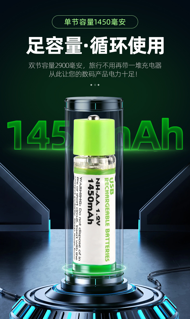 Wholesale USB Rechargeable Battery No. 5 No. 7 Fast Charge 1.2V Smart Lock Toy Remote Control Battery Drop Shipping
