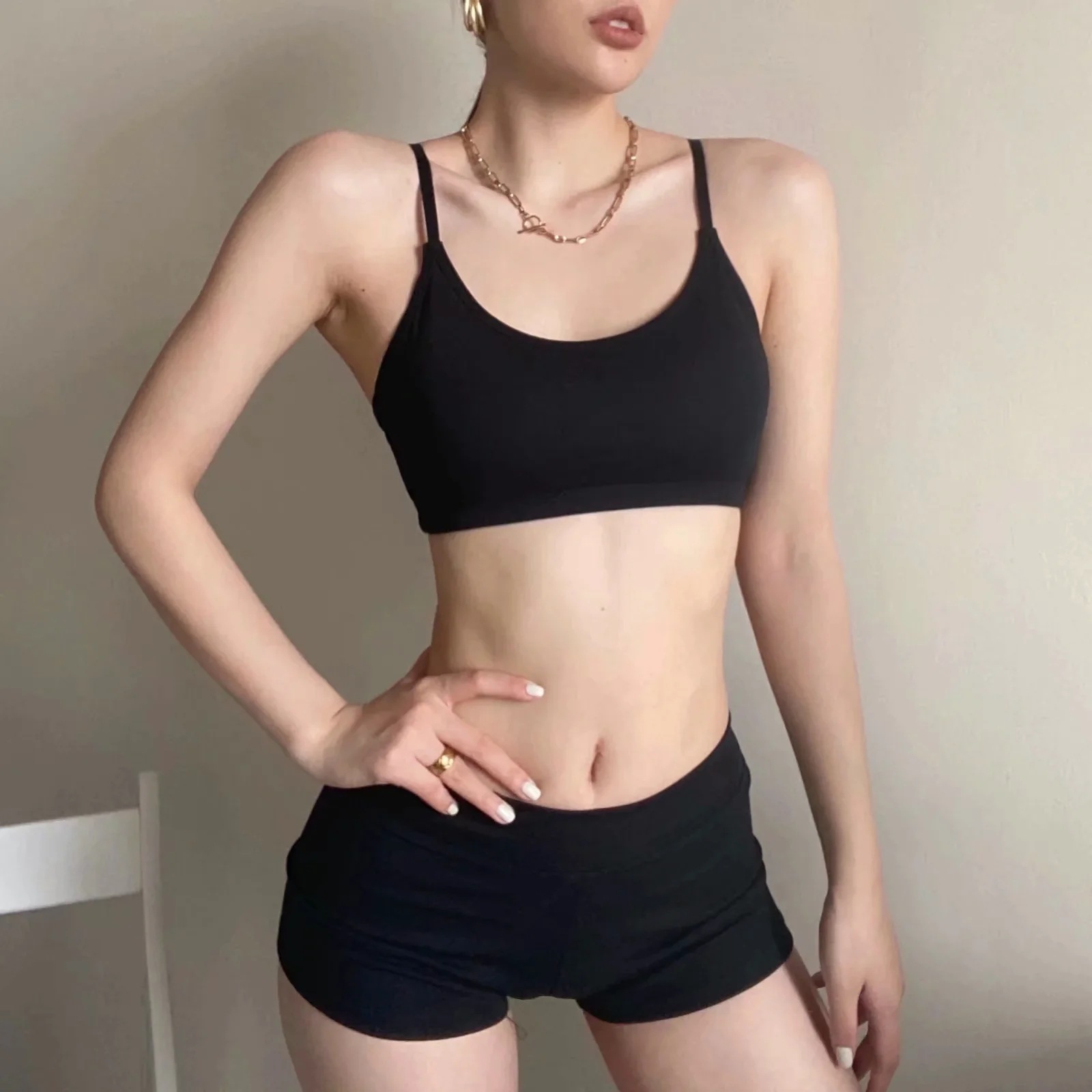 short yoga sling vest high elasticity tight sports shorts suit NSAC38432