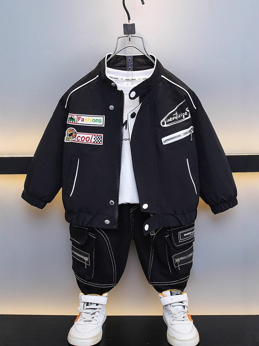 7698 Chaqueta de niño Chaqueta de primavera y otoño 2025 nuevo estilo estilo occidental ropa de bebé para hombres y niños pequeños y medianos estilo de moda guapo