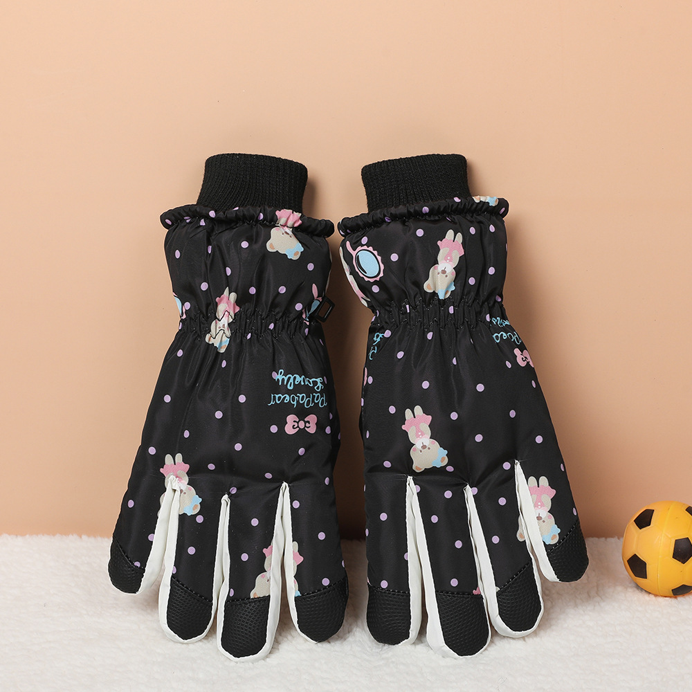 Guantes de esquí para niños de invierno para niños de temporada de ciclismo para niñas al aire libre de terciopelo grueso a prueba de salpicaduras a prueba de viento guantes fríos