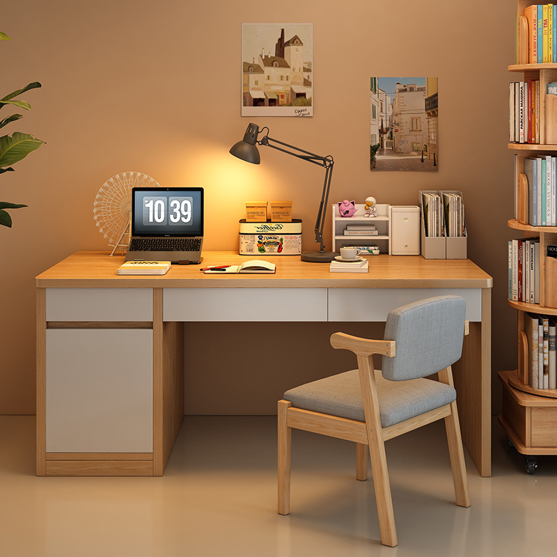 Solid Wood Desk Student Home Study Table Desktop Computer Table Simple Modern Office Desk Bedroom Table with Drawers
