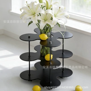 跨境极简黑色云朵多层花架植物架客厅阳台置物架创意多功能展示架