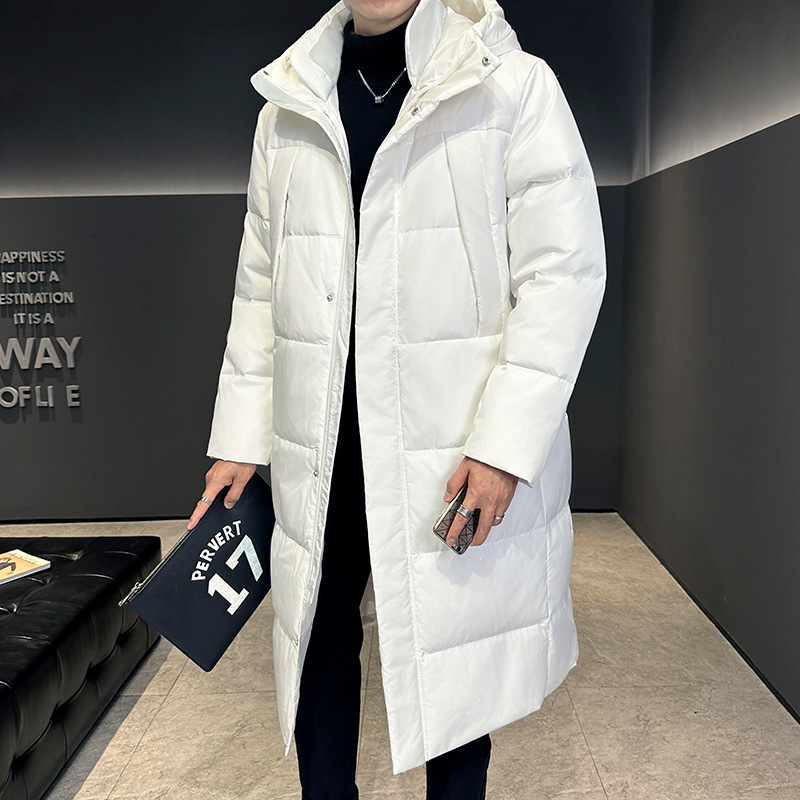 2025 invierno nueva chaqueta de plumón de pareja de moda coreana moda juvenil gruesa abrigo con capuchón caliente largo