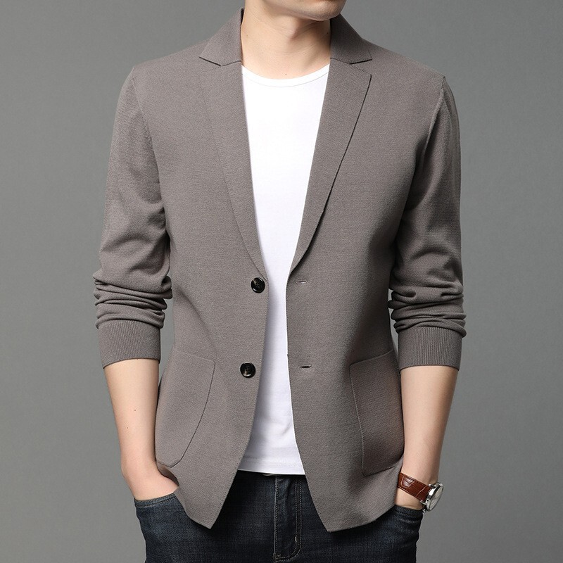 [Factory direct sales] Spring and Autumn Handsome Men's thin knitted cardigan sweater fashion casual slim fit small suit jacket fashion