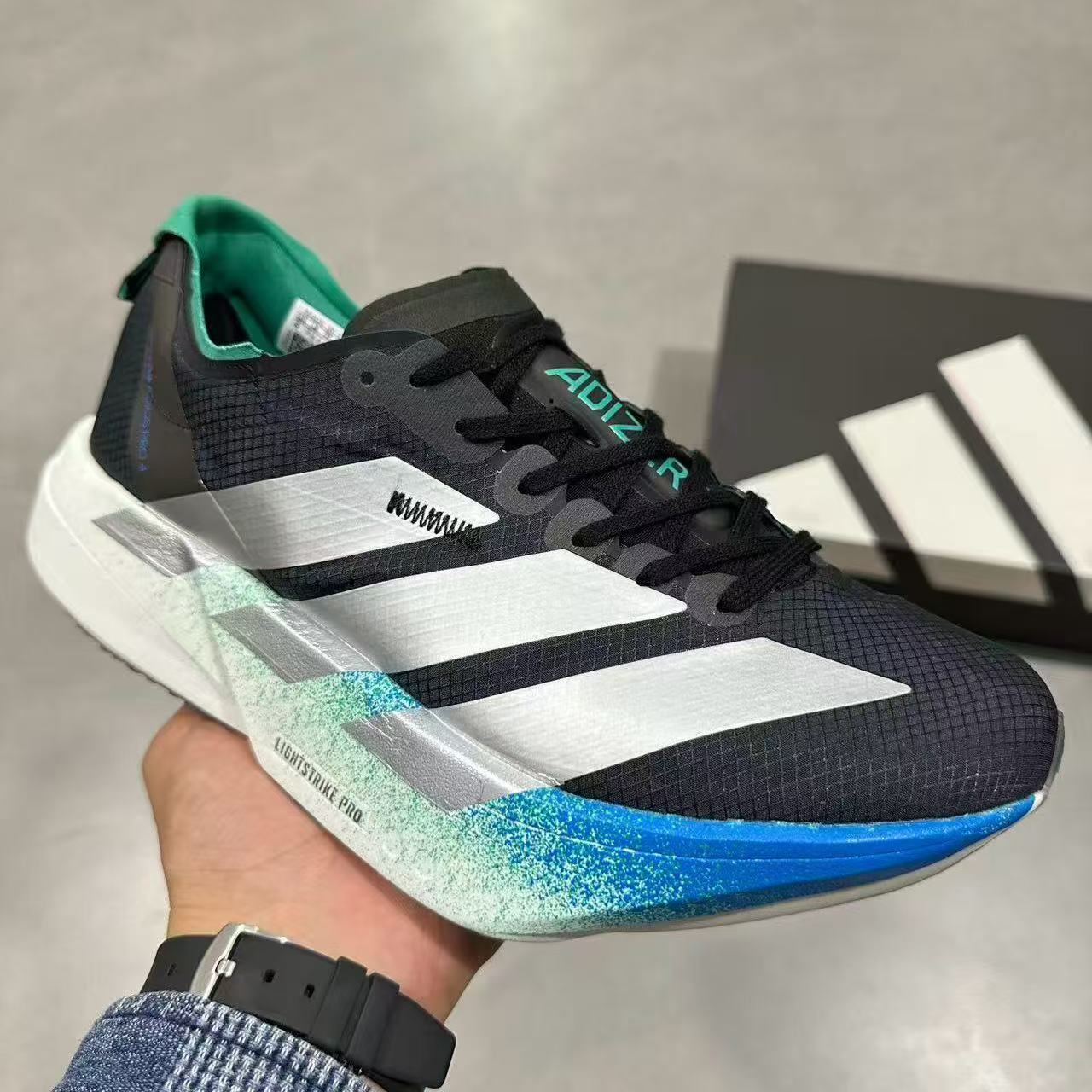 adidas Adizero Evo SL Black Silver Metallic Signal Green KJ1365