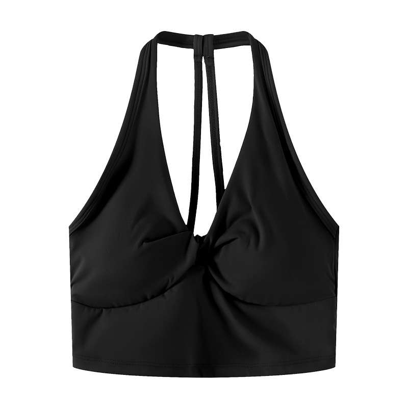 Mujeres cuello colgante hermosa espalda juego deportivo chaleco de yoga delgado pantalones cortos de cintura alta se puede usar ropa de fitness dos piezas