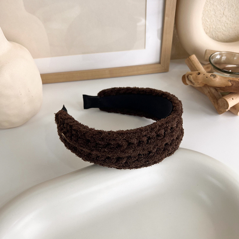 Autumn And Winter Woolen Hair Band Wide Side Headband display picture 9