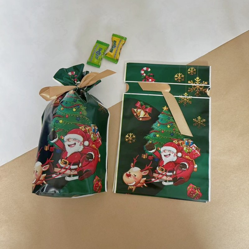 クロスボーダークリスマスプラスチック包装袋、スノーフレーククリスプ巾着袋、ホリデーベーキングビスケット、キャンディギフトバッグ卸売|undefined