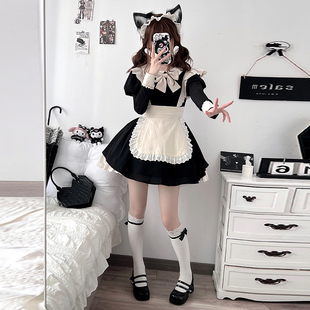 Maid Clothing Ancient Early Style Inverted Pleated Lace Bow Dress Suit COS Clothing Performance Clothing