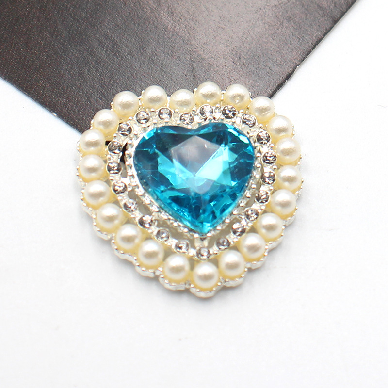 27mm銀色桃心真珠花盤合金部品diy髪飾り花盤ドリル頭飾りアクセサリー部品