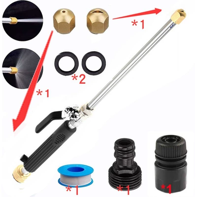 High pressure car wash water gun Car cleaning tools - suit-5-water-gun-black-nozzle-2-black-connectors-1-gasket-2-tape-1-black-quick-connect-1