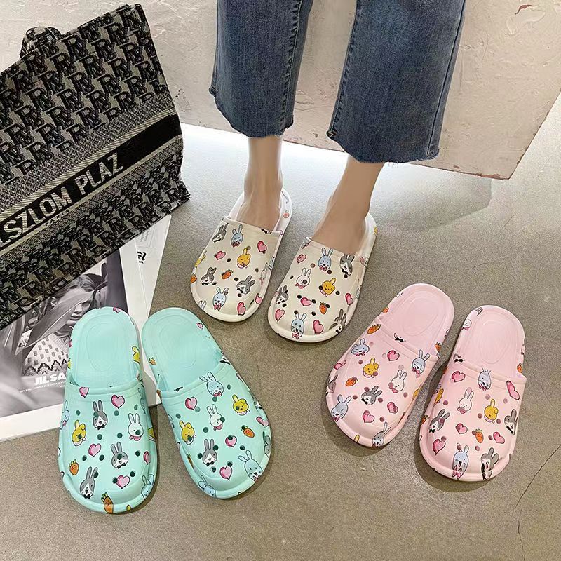 2022 Explosive Autumn Summer Cave Shoes Women's Toe Half Slippers Women's Sandals Cute Outer Wear Flat Non-slip Beach Shoes
