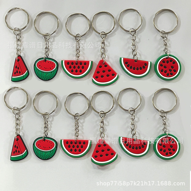PVC watermelon fruit key chain in stock key chain wholesale key chain backpack pendant decorative pendant gift PVC watermelon fruit key chain in stock key chain wholesale key chain backpack pendant decorative pendant gift