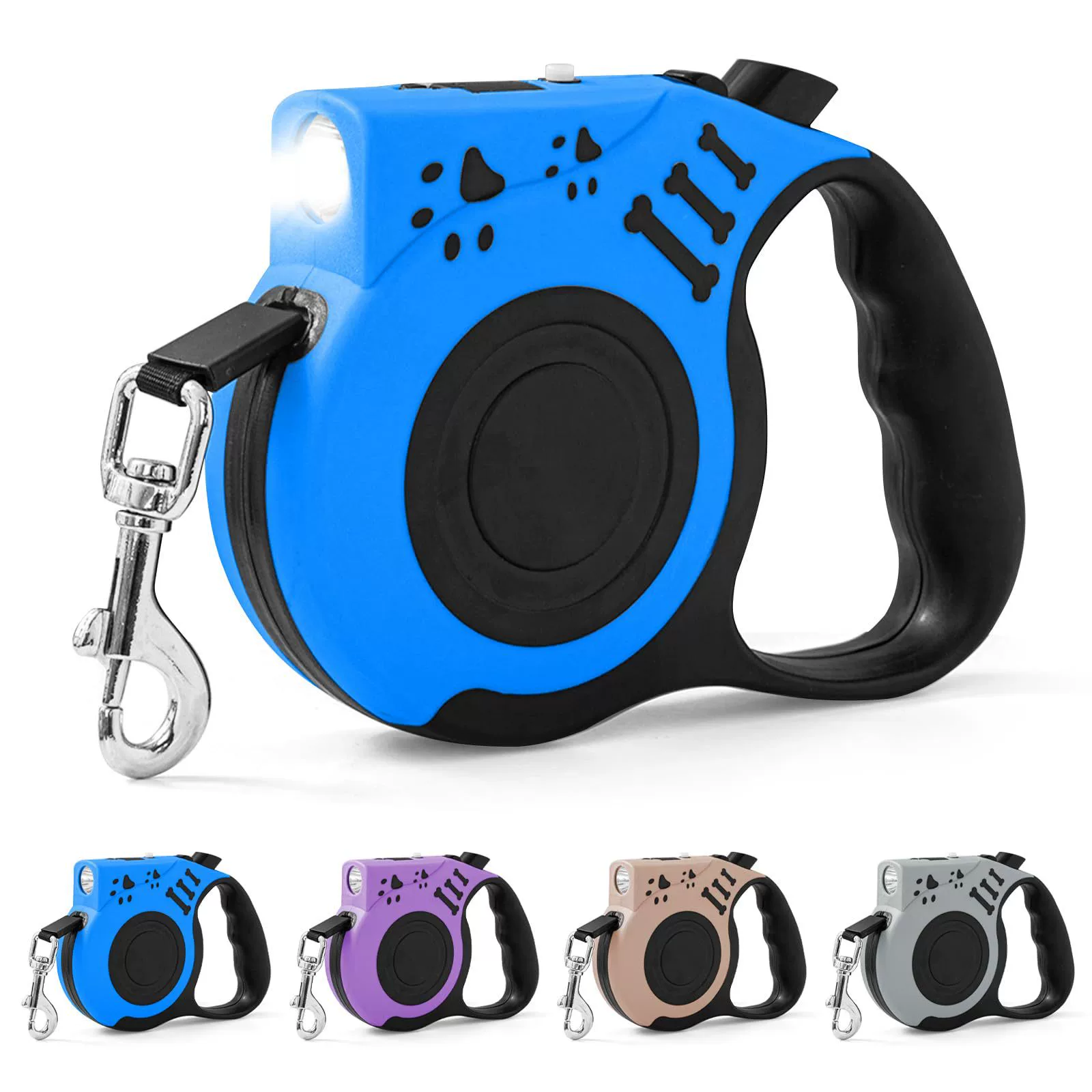 Дуглятор для домашних животных с принтом кости выгул собачий шнур USB-зарядка для домашних животных буксировочный шнур с лампой автоматической телескопической собачьей веревкой