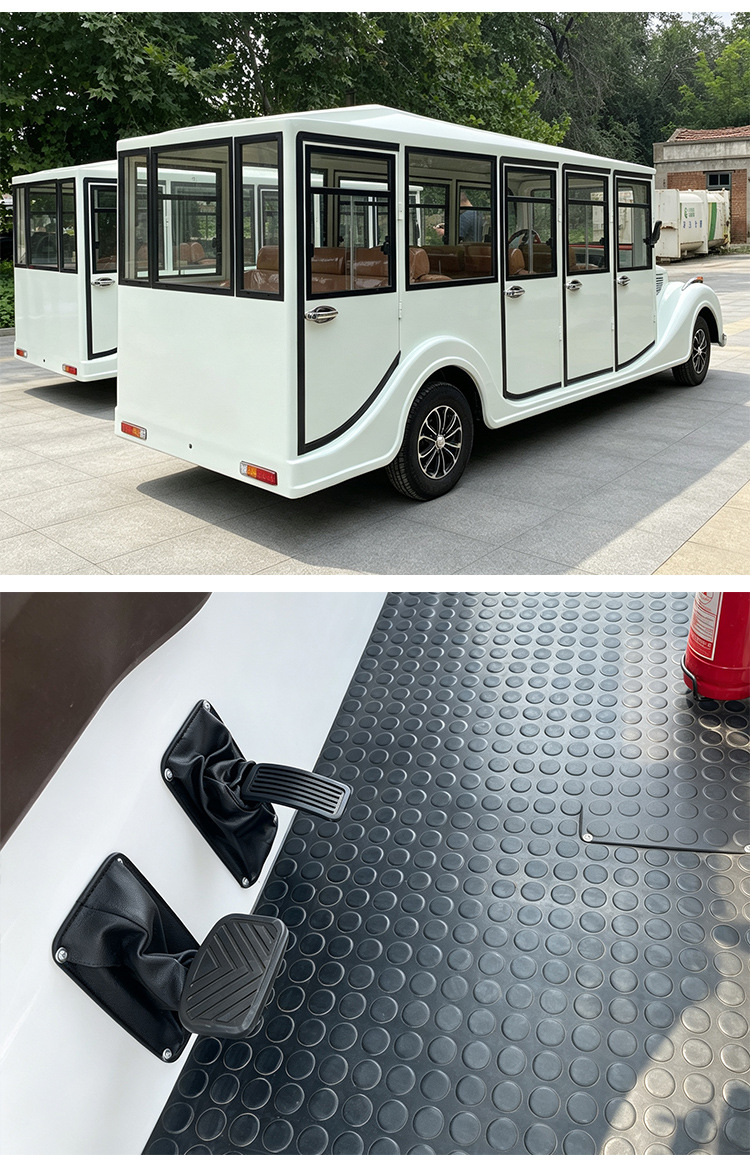 Electric sightseeing car for scenic areas, vintage-style vehicle, shuttle car for park and factory reception, tourist sightseeing car, transfer vehicle