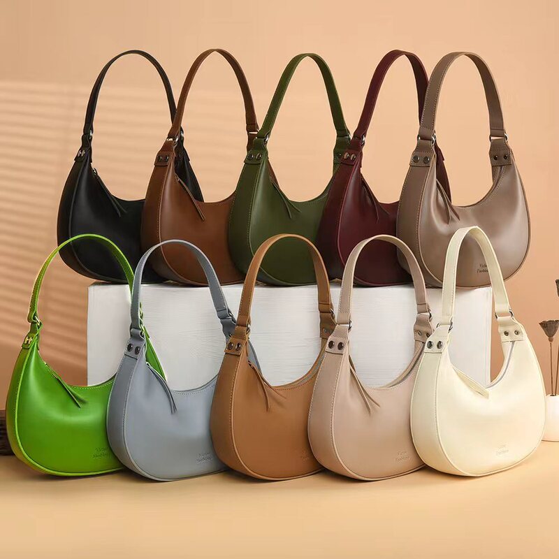 High-grade Texture Underarm Bag Half Moon Bag Women's Niche Design Women's Bag 2025 Popular Summer Crescent Bag Handbag